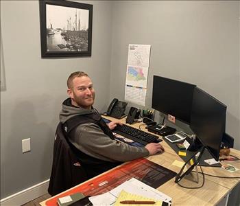 Craig is in his office estimating a water damage job!